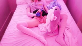 Femboy Enjoys Her Shark Fucktoys