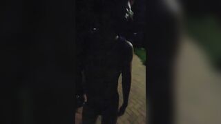 Puppy gets nude in the park and busts his spunk