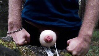 An athlete fellow while jogging finds someone’s fleshlight in the woods and boinks him