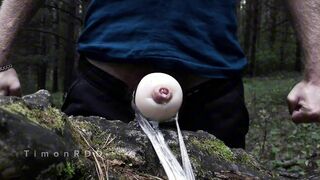 An athlete fellow while jogging finds someone’s fleshlight in the woods and boinks him