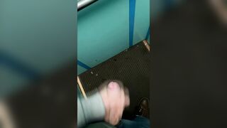 Masturbating off and nutting in a public ELEVATOR! I can be seen at any moment!