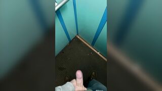 Masturbating off and nutting in a public ELEVATOR! I can be seen at any moment!