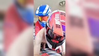 Motorcyclist drilled a stud in mxhelmet