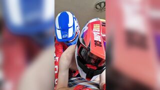 Motorcyclist drilled a stud in mxhelmet