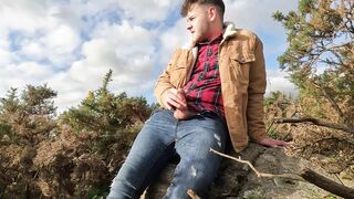 Getting Off in the forest, climb on, outdoors, nature, lumberjack. PUBLIC SITE